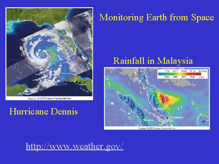 Monitoring Earth from Space Rainfall in Malaysia Hurricane Dennis http: //www. weather. gov/ 