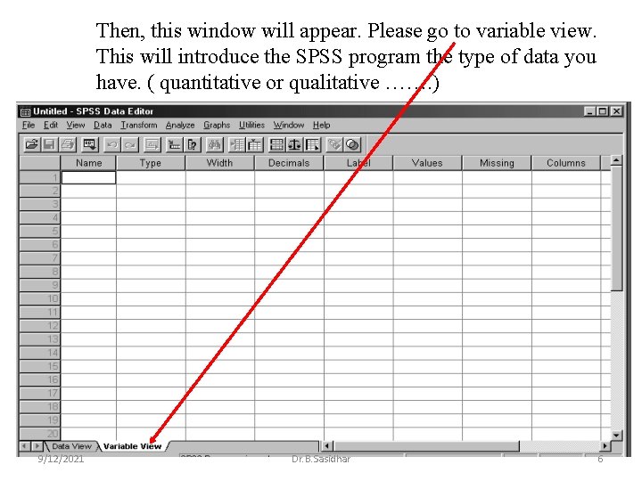 Then, this window will appear. Please go to variable view. This will introduce the