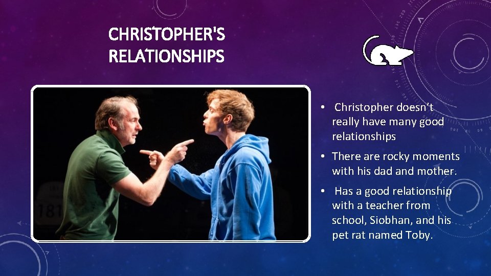 CHRISTOPHER'S RELATIONSHIPS • Christopher doesn’t really have many good relationships • There are rocky