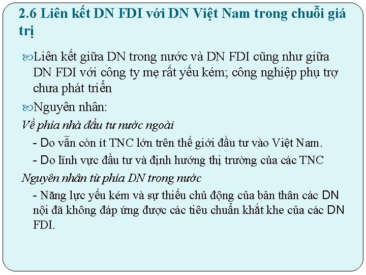 2. 6 Liên kết DN FDI với DN Việt Nam trong chuỗi giá trị