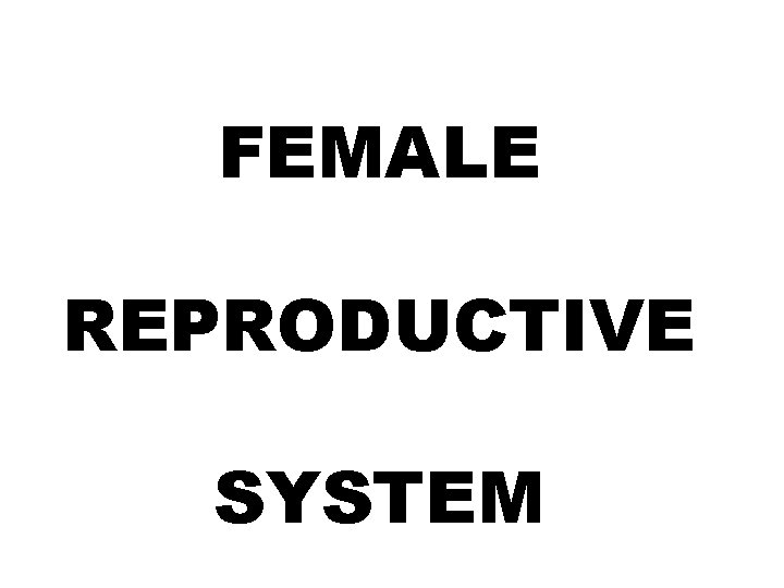 FEMALE REPRODUCTIVE SYSTEM 