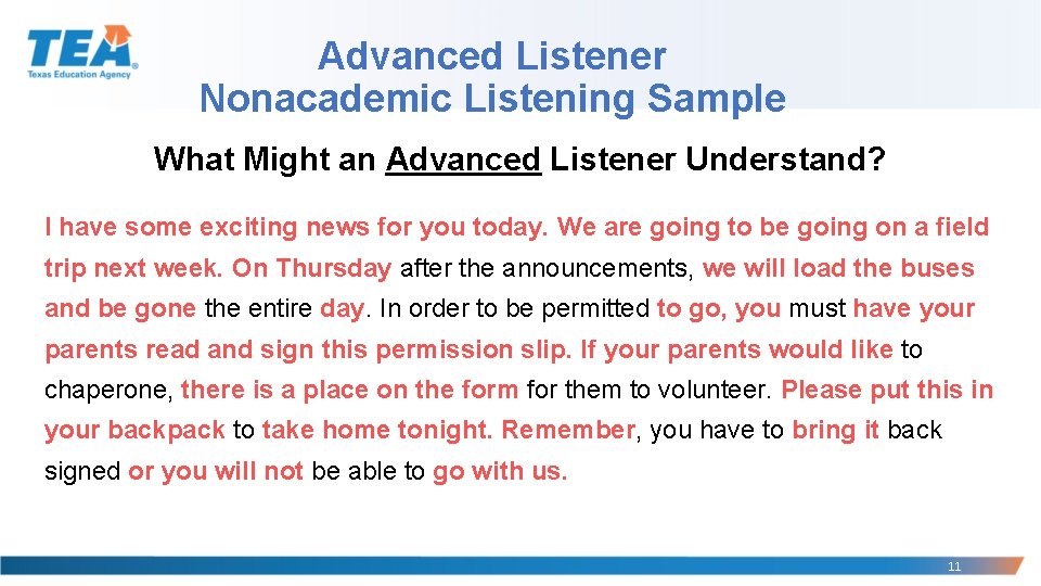 Advanced Listener Nonacademic Listening Sample What Might an Advanced Listener Understand? I have some Advanced Listener Nonacademic Listening Sample What Might an Advanced Listener Understand? I have some
