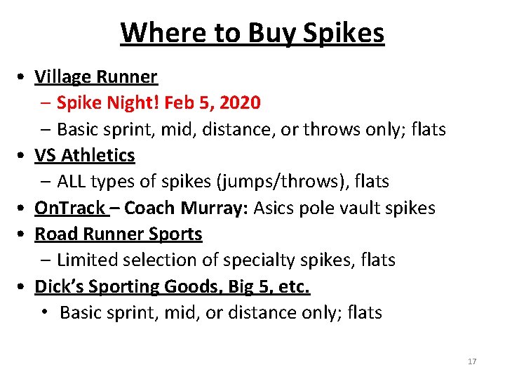 Where to Buy Spikes • Village Runner – Spike Night! Feb 5, 2020 –