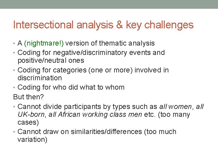 APPLYING INTERSECTIONALITY TO RESEARCH METHODS EXAMPLES FROM A