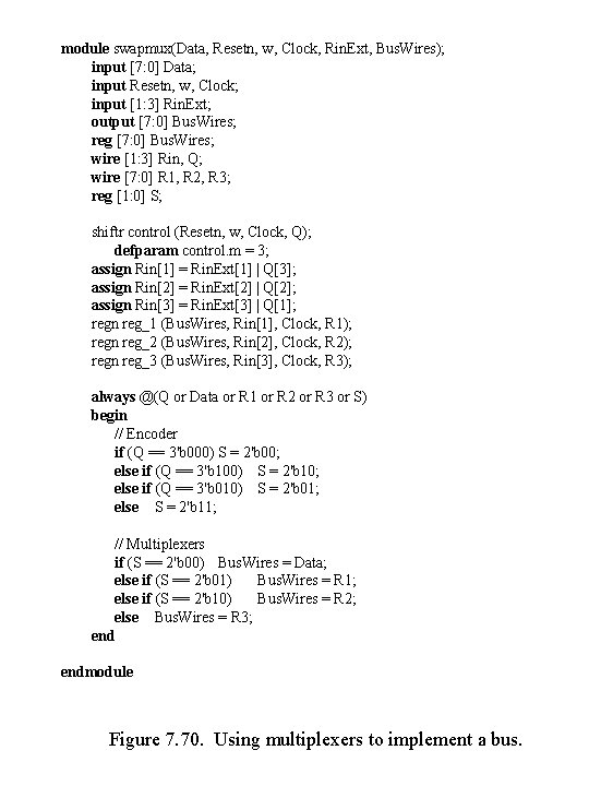 module swapmux(Data, Resetn, w, Clock, Rin. Ext, Bus. Wires); input [7: 0] Data; input