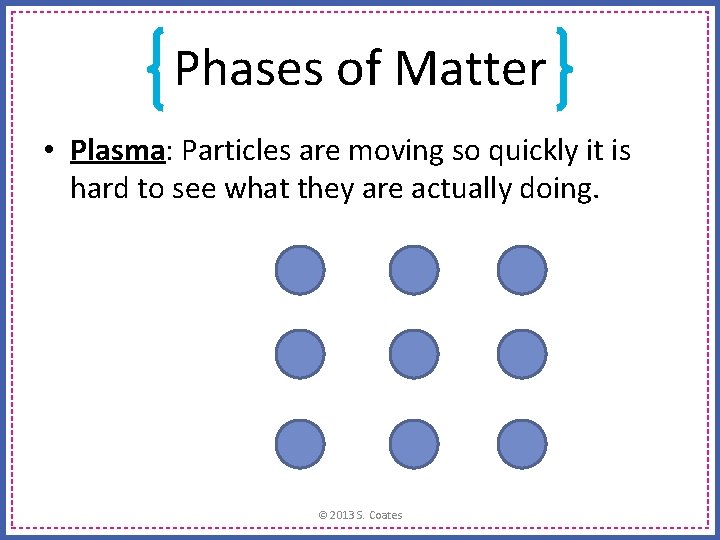 Phases of Matter • Plasma: Particles are moving so quickly it is hard to