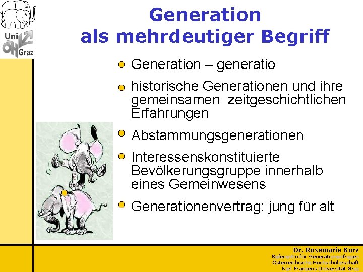 Generation als mehrdeutiger Begriff Generation – generatio historische Generationen und ihre gemeinsamen zeitgeschichtlichen Erfahrungen
