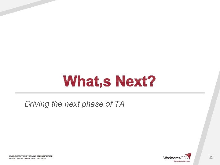 Driving the next phase of TA 33 