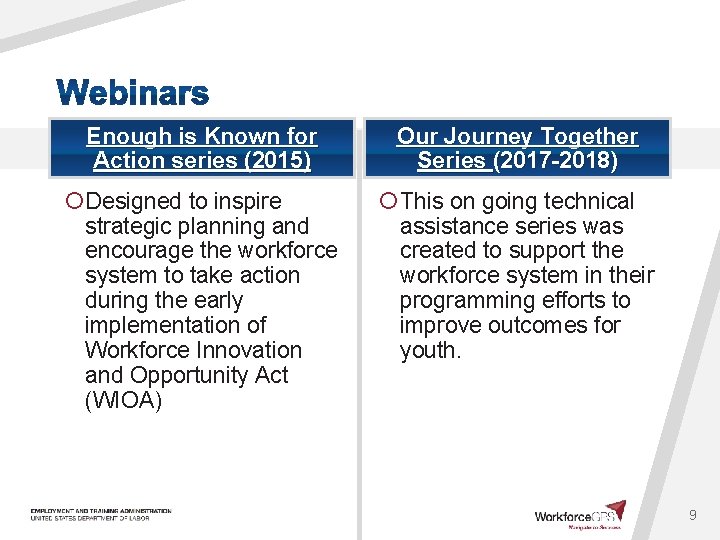 Enough is Known for Action series (2015) Our Journey Together Series (2017 -2018) ¡Designed