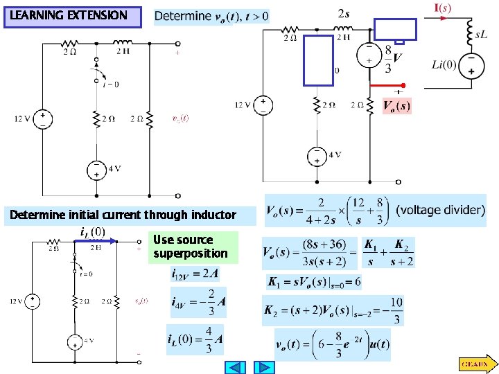 LEARNING EXTENSION Determine initial current through inductor Use source superposition 