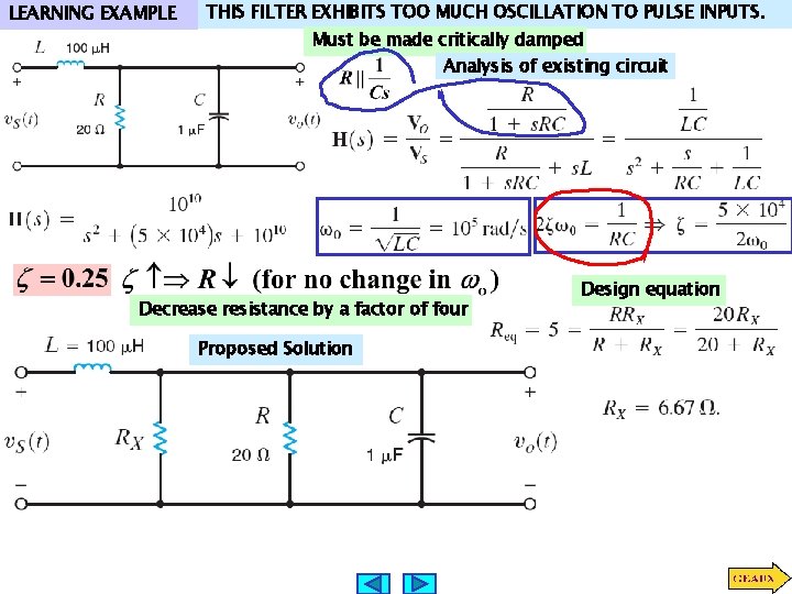 LEARNING EXAMPLE THIS FILTER EXHIBITS TOO MUCH OSCILLATION TO PULSE INPUTS. Must be made