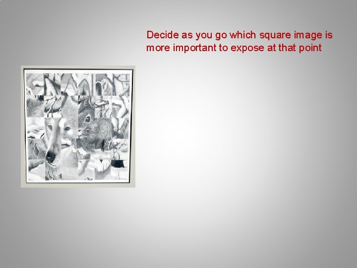 Decide as you go which square image is more important to expose at that