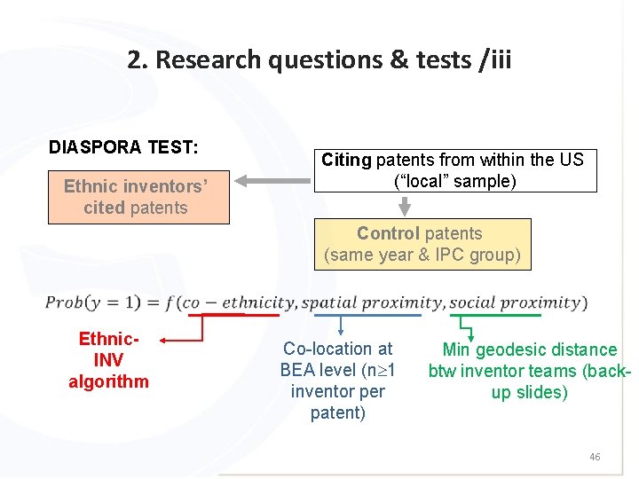 2. Research questions & tests /iii DIASPORA TEST: Ethnic inventors’ cited patents Citing patents