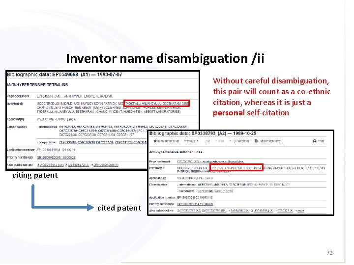 Inventor name disambiguation /ii Without careful disambiguation, this pair will count as a co-ethnic