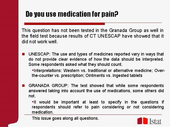 Do you use medication for pain? This question has not been tested in the