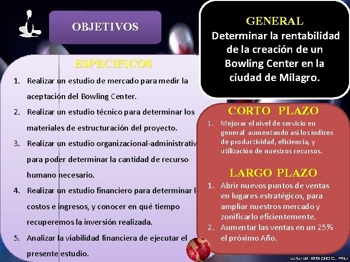 OBJETIVOS ESPECIFICOS 1. Realizar un estudio de mercado para medir la GENERAL Determinar la