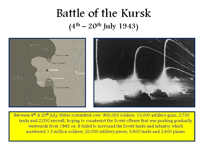 Battle of the Kursk (4 th – 20 th July 1943) Between 4 th