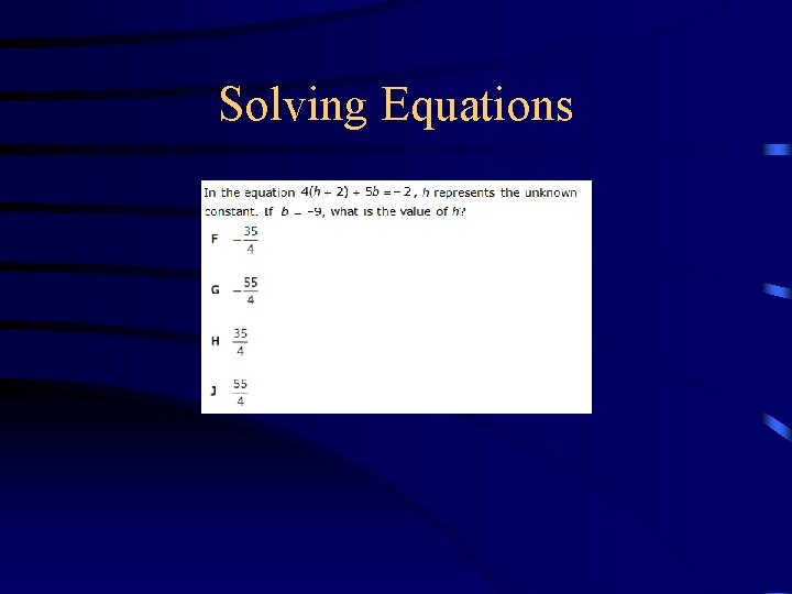 Solving Equations 