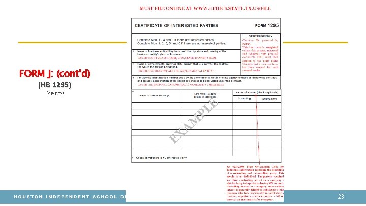 FORM J: (cont’d) (HB 1295) (2 pages) 23 