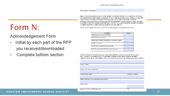 Form N: Acknowledgement Form • Initial by each part of the RFP you received/downloaded