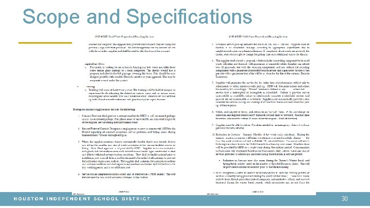 Scope and Specifications 30 