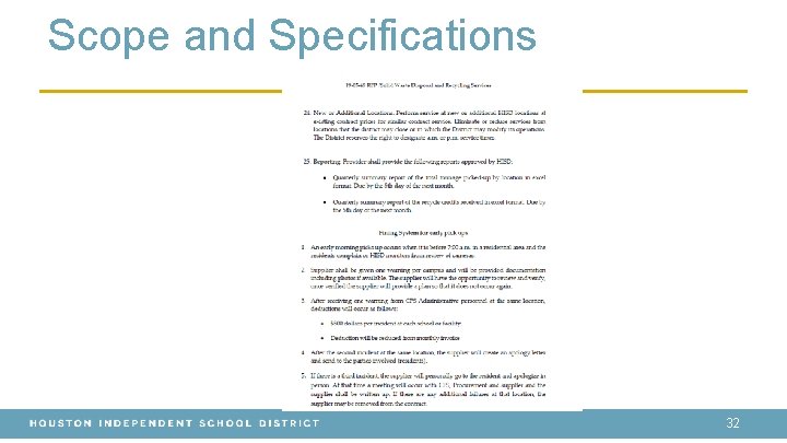 Scope and Specifications 32 