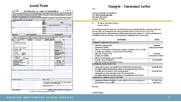 Acord Form Sample – Insurance Letter 8 