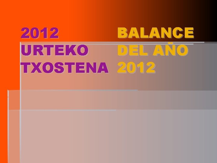 2012 URTEKO TXOSTENA BALANCE DEL AÑO 2012 