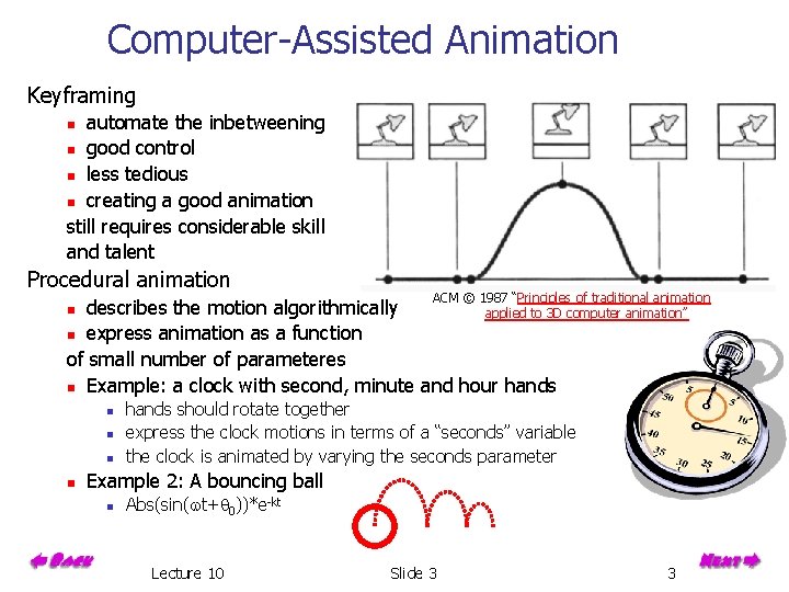 Computer-Assisted Animation Keyframing automate the inbetweening n good control n less tedious n creating