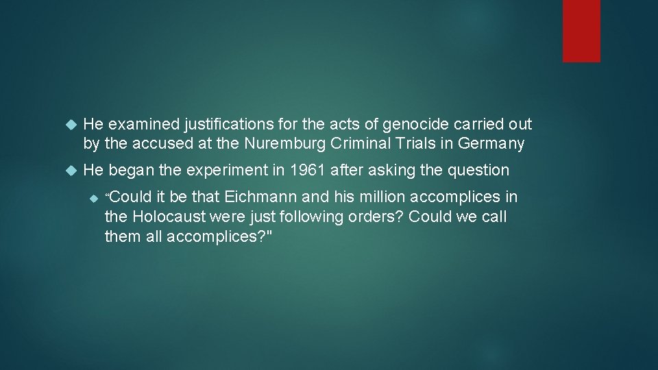  He examined justifications for the acts of genocide carried out by the accused