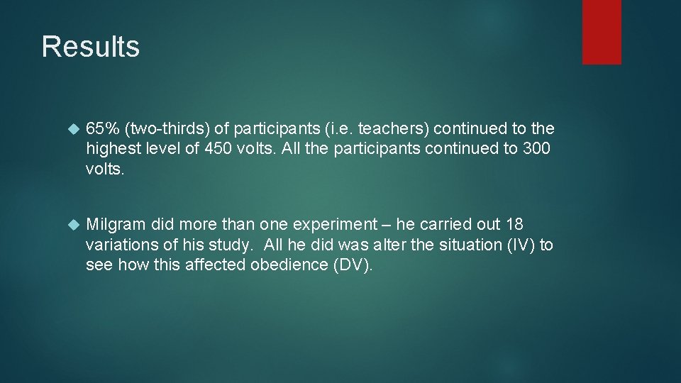 Results 65% (two-thirds) of participants (i. e. teachers) continued to the highest level of