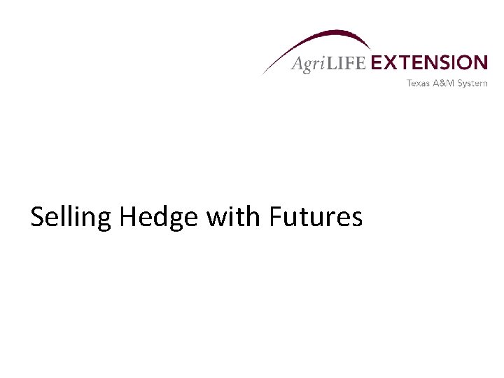 Selling Hedge with Futures 