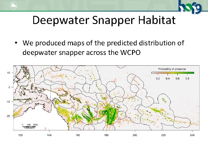 Deepwater Snapper Habitat • We produced maps of the predicted distribution of deepwater snapper