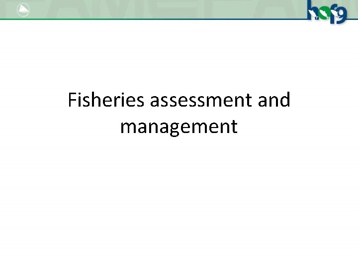 Fisheries assessment and management 