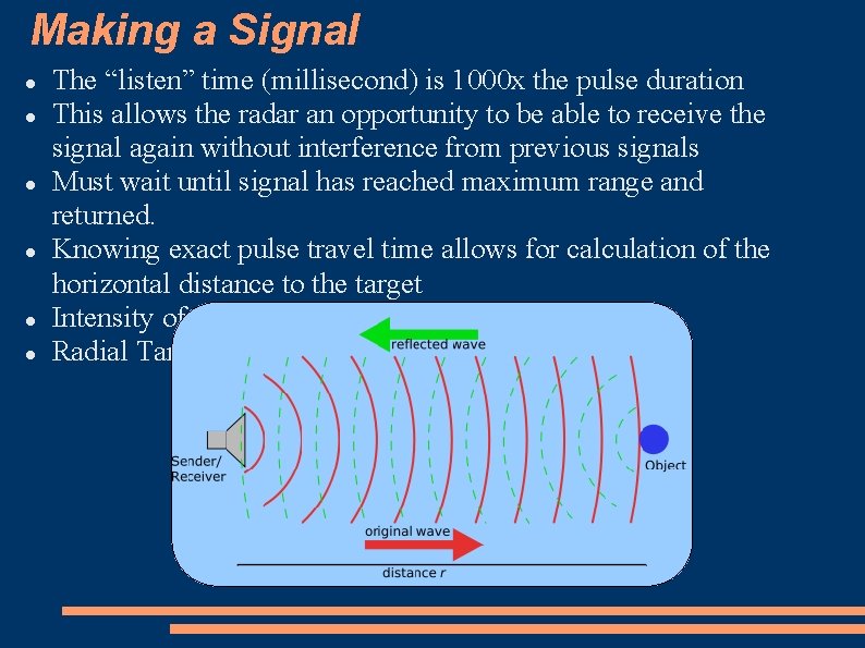 Making a Signal The “listen” time (millisecond) is 1000 x the pulse duration This