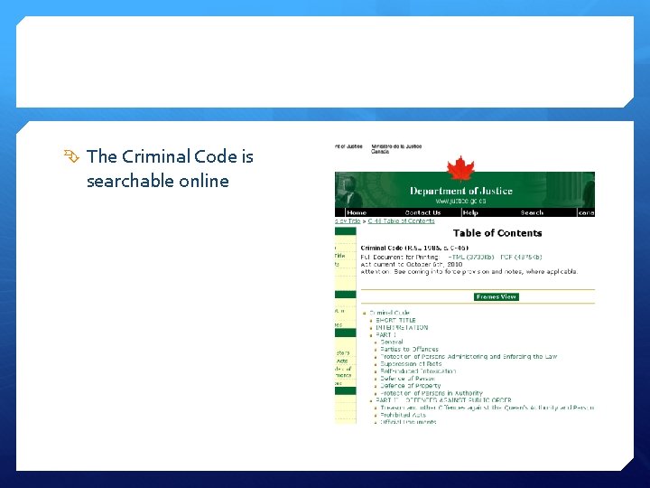 The Criminal Code is searchable online 
