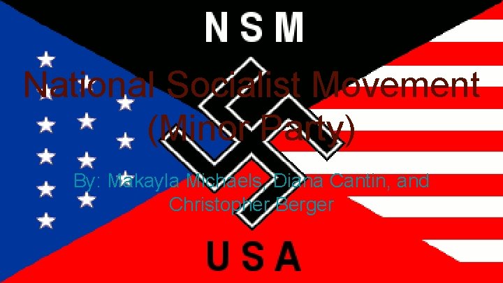 National Socialist Movement (Minor Party) By: Makayla Michaels, Diana Cantin, and Christopher Berger 