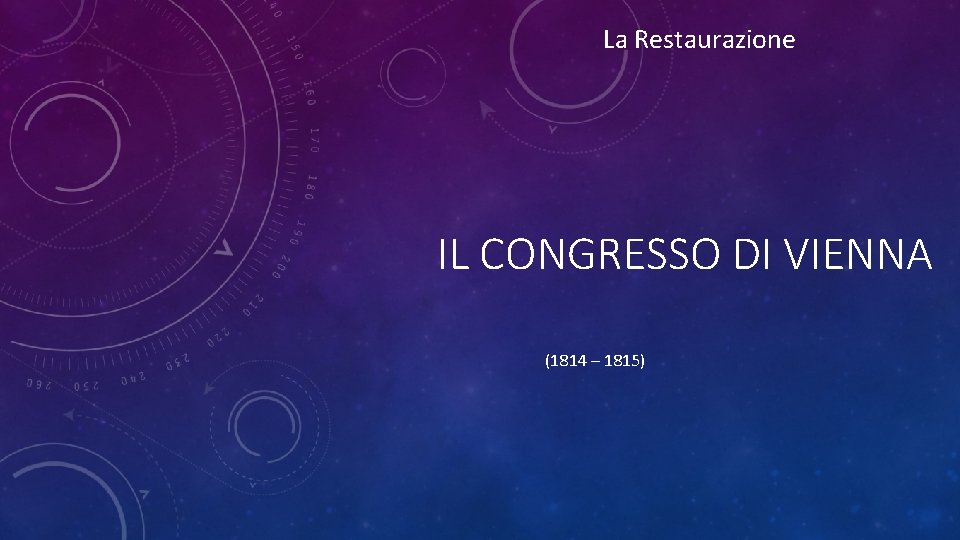 La Restaurazione IL CONGRESSO DI VIENNA 1814 1815