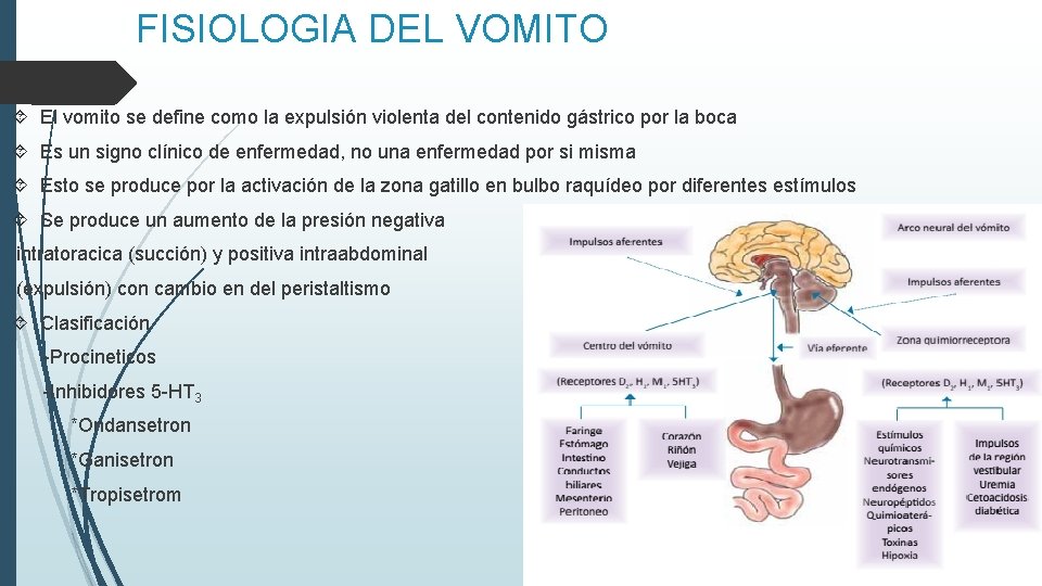 FISIOLOGIA DEL VOMITO El vomito se define como la expulsión violenta del contenido gástrico