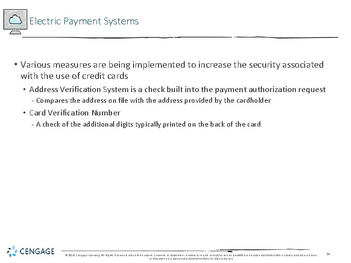 Electric Payment Systems • Various measures are being implemented to increase the security associated