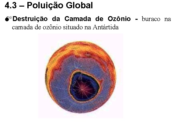 4. 3 – Poluição Global MDestruição da Camada de Ozônio - buraco na camada