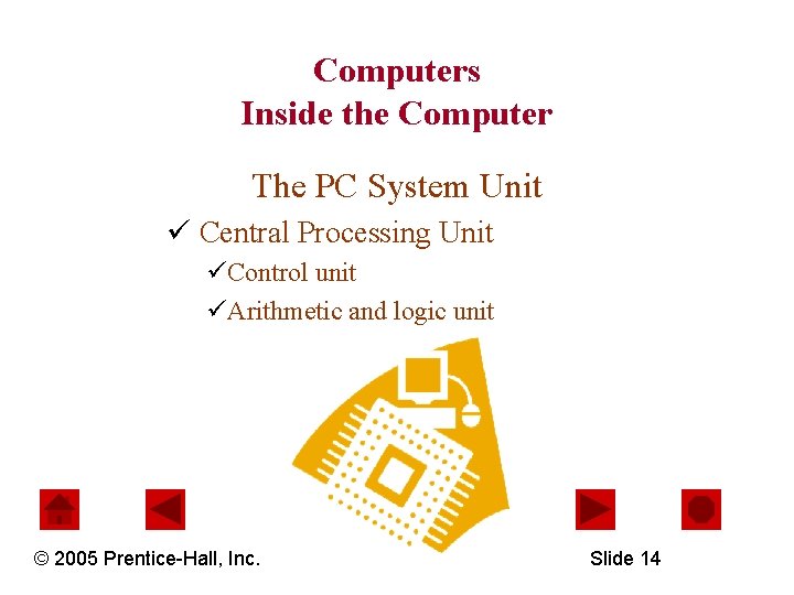 Computers Inside the Computer The PC System Unit ü Central Processing Unit üControl unit