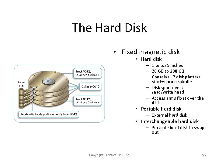 The Hard Disk • Fixed magnetic disk • Hard disk – 1 to 5.