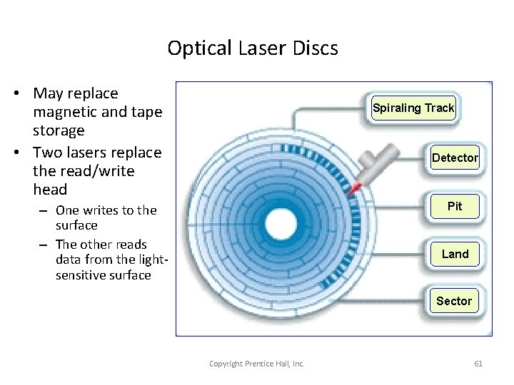 Optical Laser Discs • May replace magnetic and tape storage • Two lasers replace