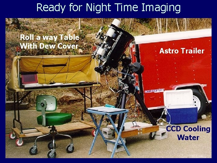 Ready for Night Time Imaging Roll a way Table With Dew Cover Astro Trailer