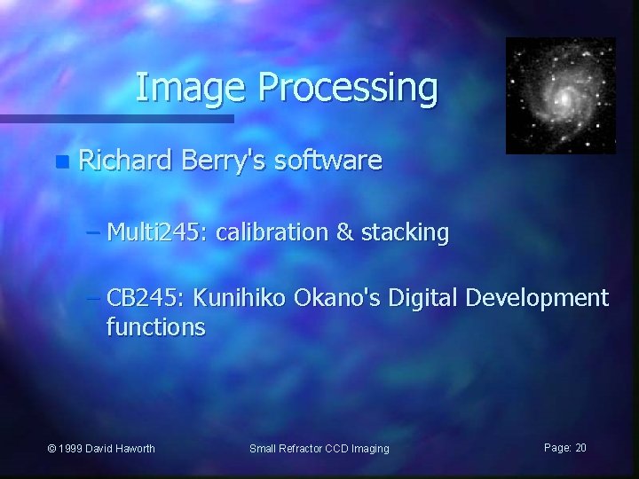 Image Processing n Richard Berry's software – Multi 245: calibration & stacking – CB