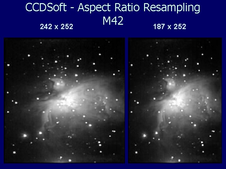 CCDSoft - Aspect Ratio Resampling M 42 242 x 252 187 x 252 