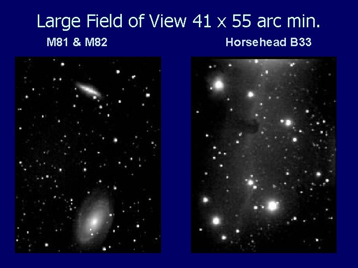 Large Field of View 41 x 55 arc min. M 81 & M 82