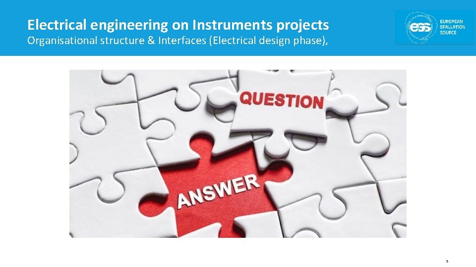 Electrical engineering on Instruments projects Organisational structure & Interfaces (Electrical design phase), 5 