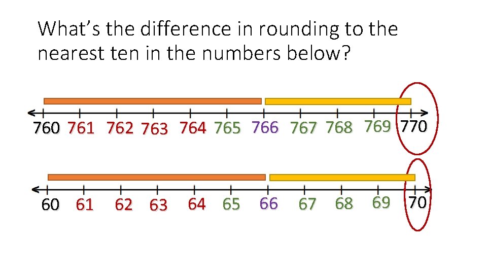 What’s the difference in rounding to the nearest ten in the numbers below? 760